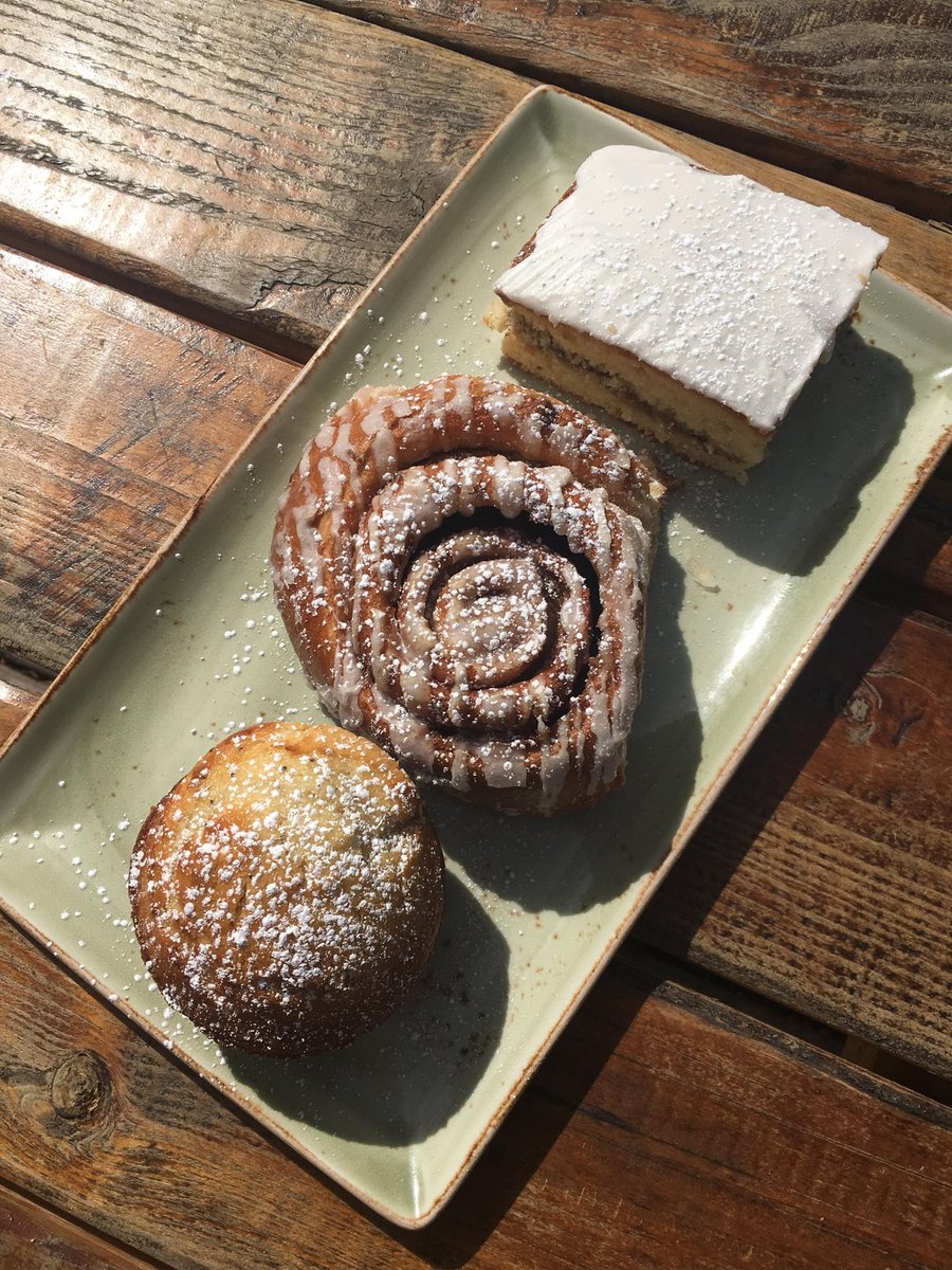 Start your weekend off #sweet with our #fresh baked goods! Our Lemon Poppy Seed Muffin, Cinnamon Roll, and Honey Bun Cake are baked daily.