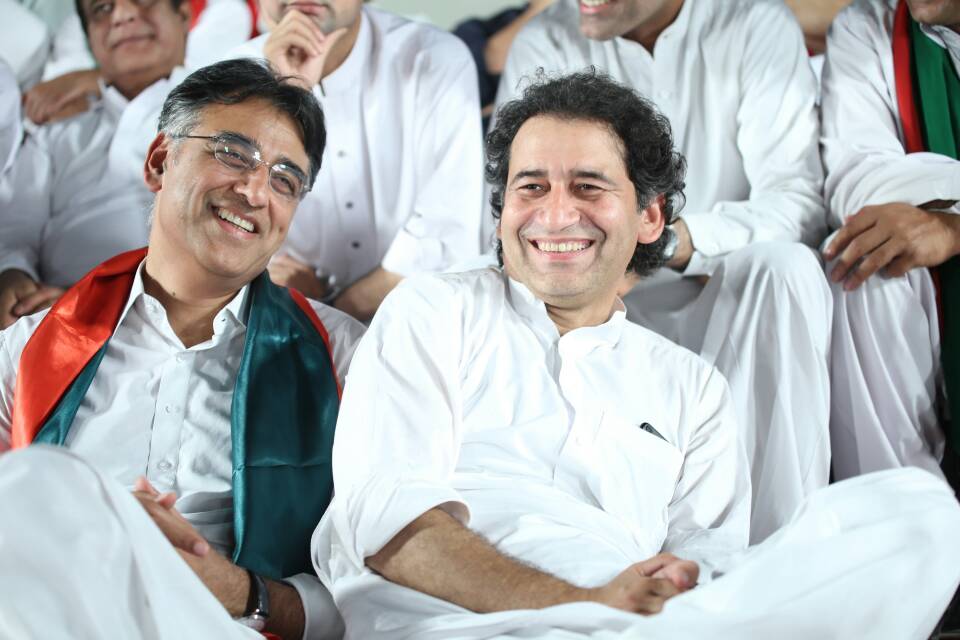 Asad_Umar's tweet photo. With one of our stars of kp...education minister @AtifKhanpti at the nowshera jalsa today. Best education minister in Pakistan....by far https://t.co/YuzoPzPmAq
