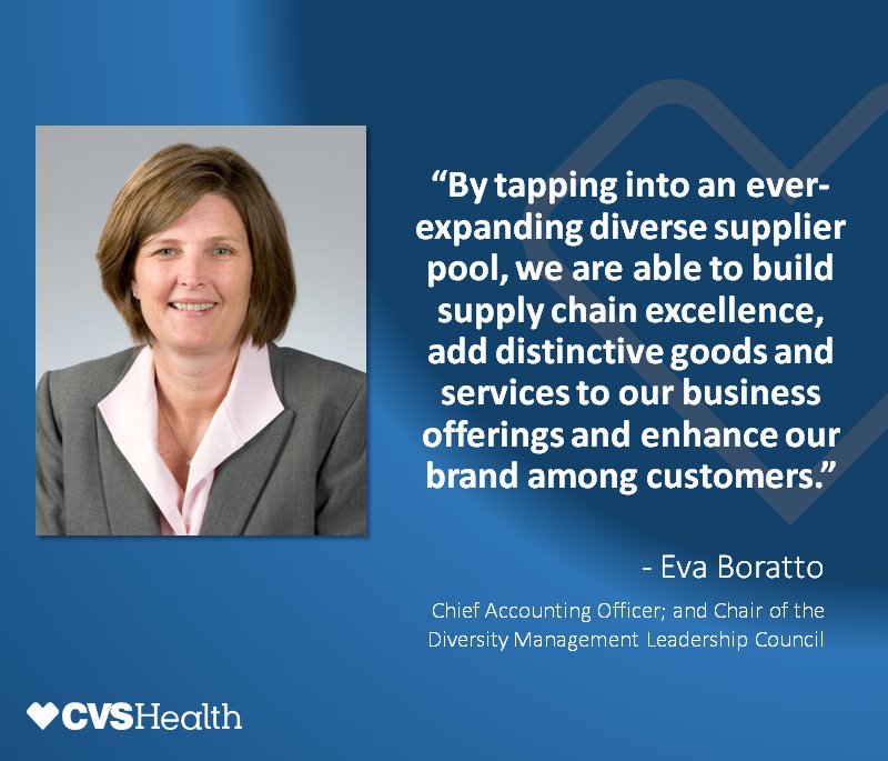 CVSHealth's tweet photo. CAO Eva Boratto on how spending on diverse suppliers helped @CVSHealth break into @DiversityInc List of “Top 50 Companies for Diversity” https://t.co/nrRipEXrlL