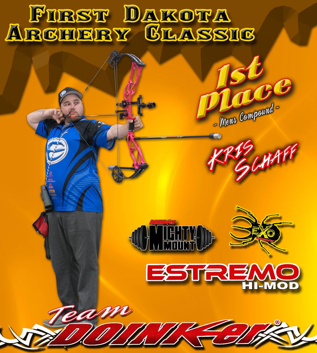 DoinkerStabs's tweet image. Congratulations to Team Doinker&apos;s Kris Schaff on his 1st Place Win at the 2017 First Dakota Archery Classic! #EstremoHiMod