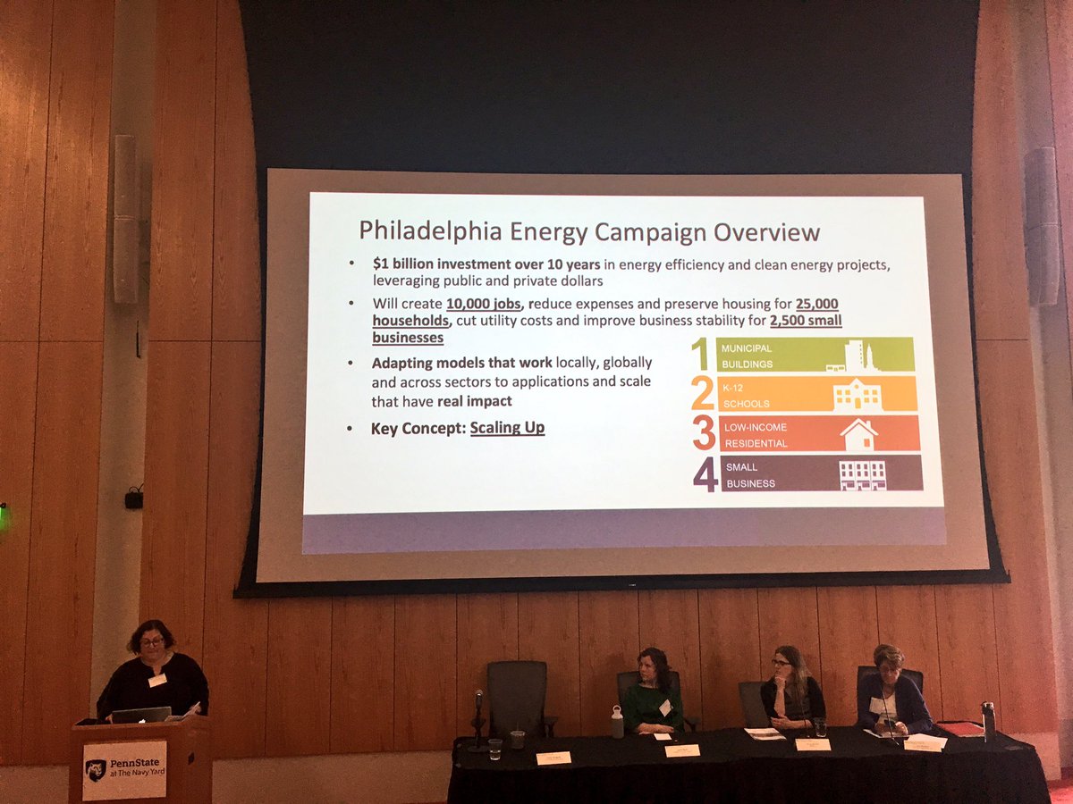 gridphilly's tweet photo. .@philaenergy's goals: create 10k jobs, preserve housing for 25k households, and improve stability for 2,500 small businesses. #BuildGreen17 https://t.co/4zBDS5VuWm