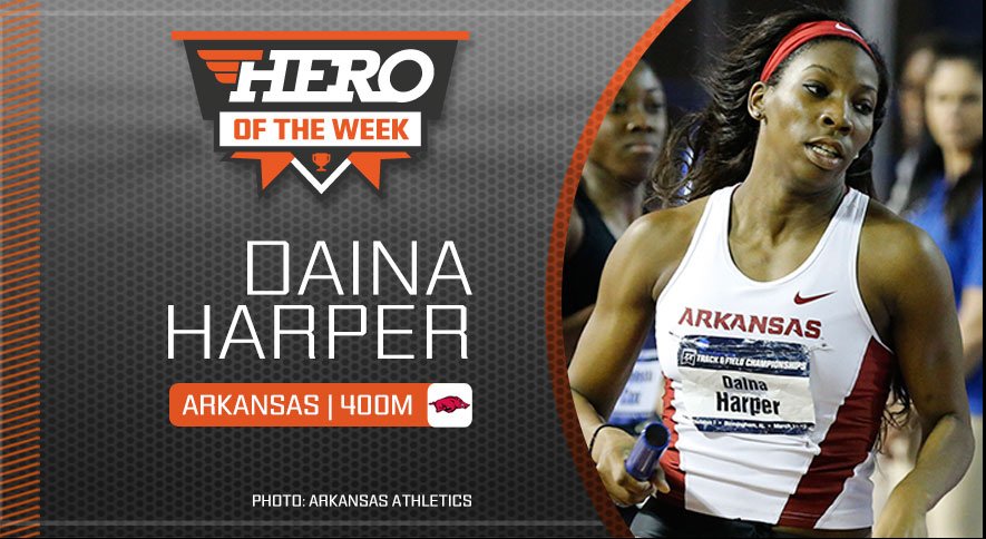 MyKillerOdds's tweet photo. @RazorbackTF's Daina Harper took the 400M title, earning her the #D1T&F HERO of the Week! Congrats!
--> https://t.co/5yjURc9o51 https://t.co/UJmNDT7x6D