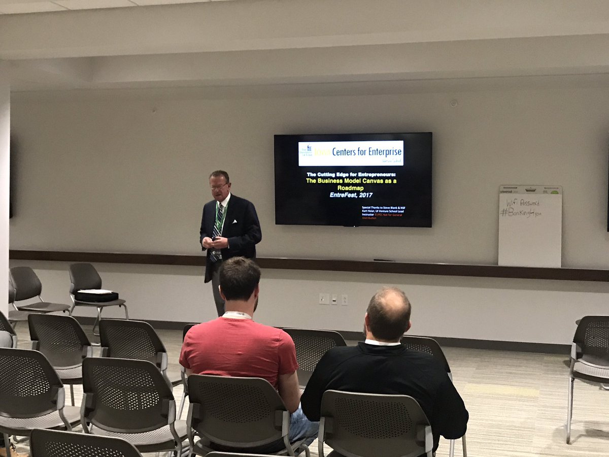 uiventureschool's tweet photo. Kurt Heiar takes on the last #EntreFEST2017 session! We're talking customer discovery, the business model canvas, and margaritas! https://t.co/ugE8EiAj3U