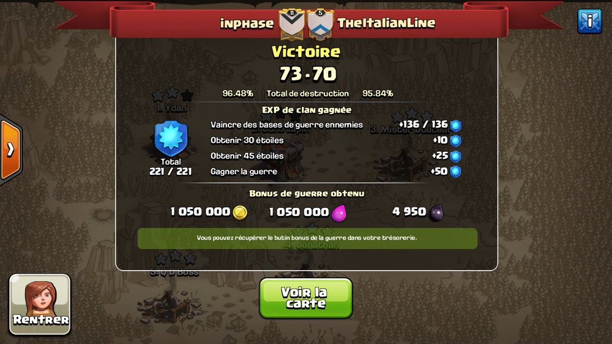 InphaseCoC's tweet image. GG @TheItalianLine