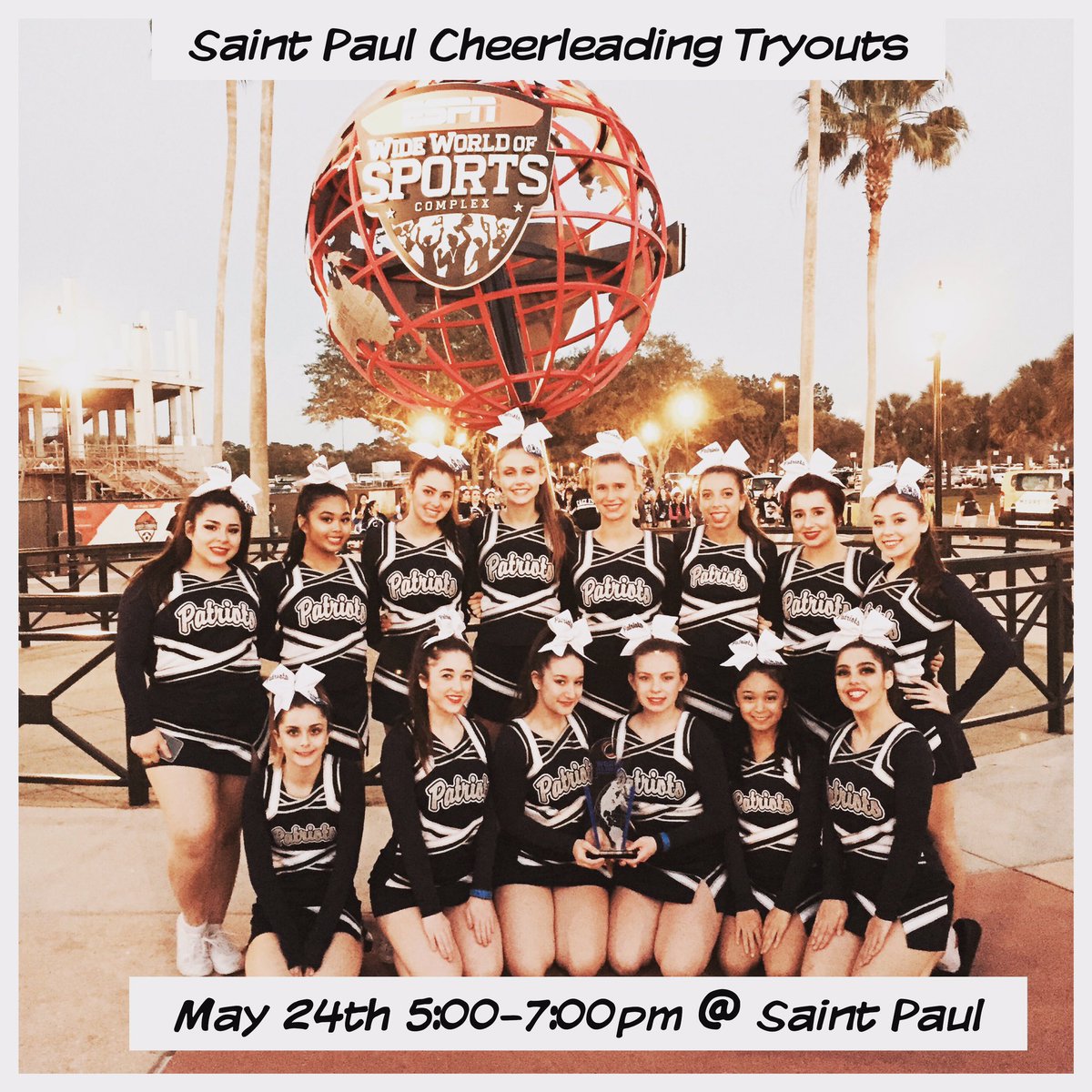 StpCheerleading's tweet photo. Tryout and be a part of this winning cheerleading team! #Gr8swelcome worldsbid2018 @SPHIGH @StpAthletic @stpaulcouncil https://t.co/UVrN4t1mWQ