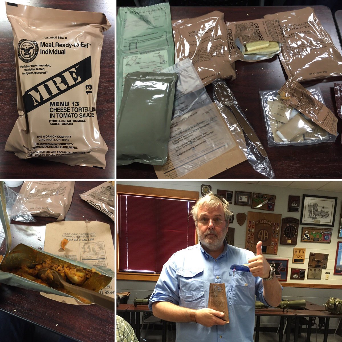 PinehurstCdE's tweet photo. @MrSteveMatchett giving the military-issue MRE lunch thumbs up during the  #PinehurstConcours #IronMikeRally! @MrDavidHobbs @FOXSports https://t.co/k92TBMnhJh