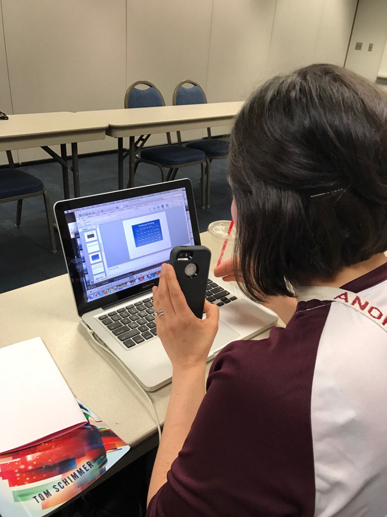 kimpavlovich's tweet photo. I think I have seen it all...using FaceTime to help an off site staff member preview  a presentation! @AHSchools https://t.co/Zl8mU54aQT