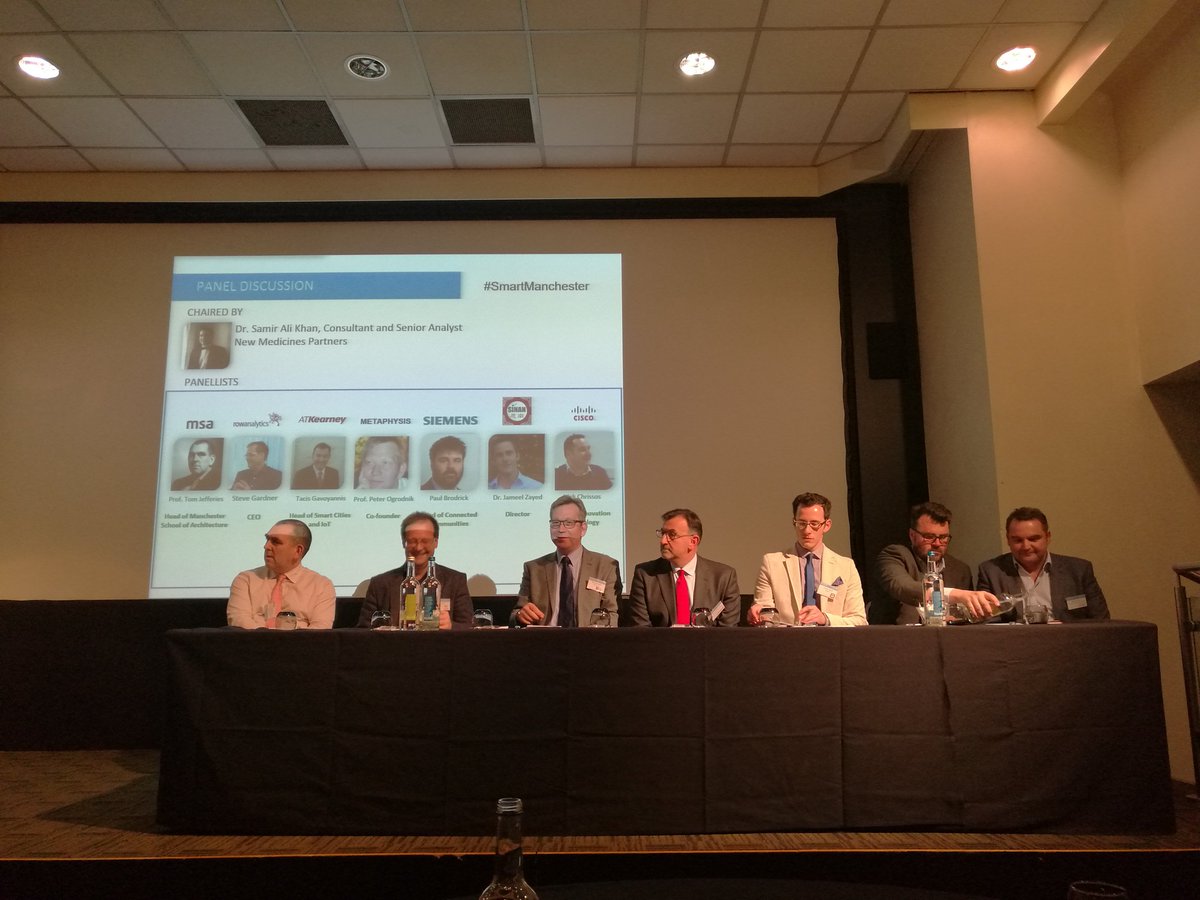 SinanCompass_UK's tweet photo. #SmartManchester Sinan Compass, Siemens, AT Kearney, &amp; Cisco, among the panellists at Manchester Innovation Forum IoT-Healthcare event. https://t.co/xh8eJkbfpk