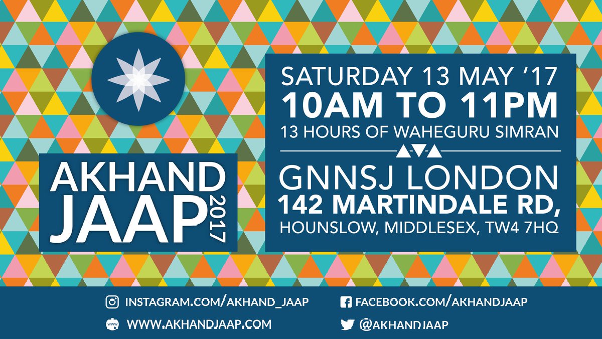 akhandjaap's tweet photo. Join us for this year's #akhandjaap..13 hours of #waheguru #simran @HipsterVeggie @PlymouthChaz @SwatLondon @everythings_13 @dgnsounds https://t.co/7supccr2Gm