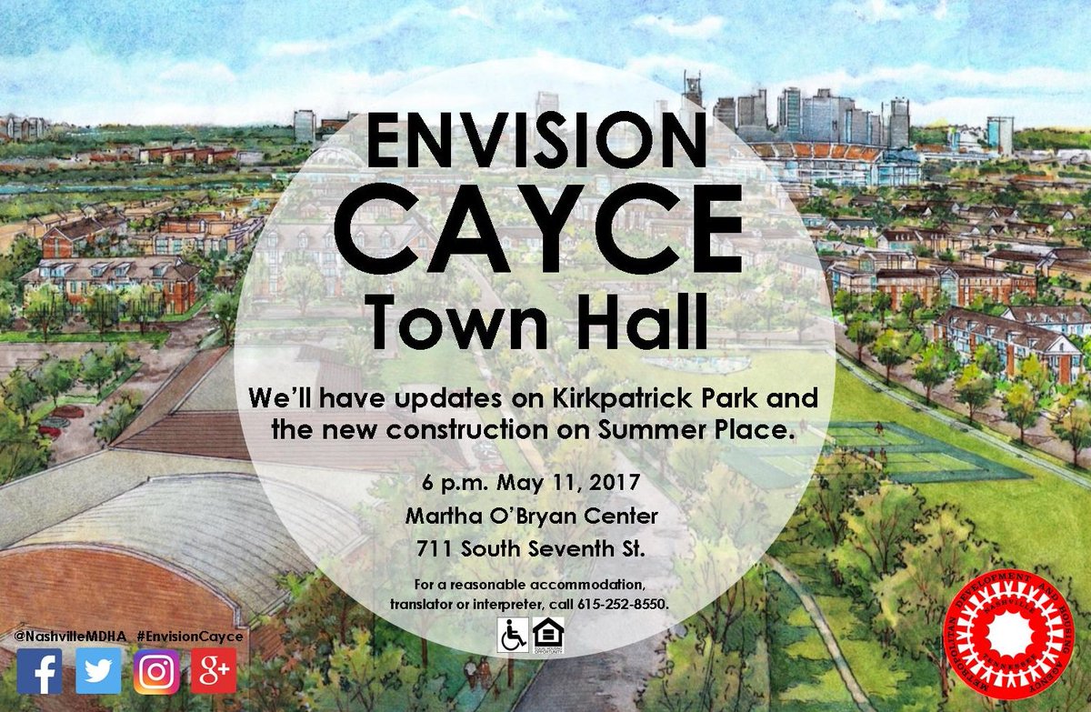 NashvilleMDHA's tweet photo. We'll have updates on Kirkpatrick Park &amp; our new construction on Summer Place at our #EnvisionCayce Town Hall: 6pm 5/11 at @MarthaOBryanCtr https://t.co/0bYJ63Xt9w