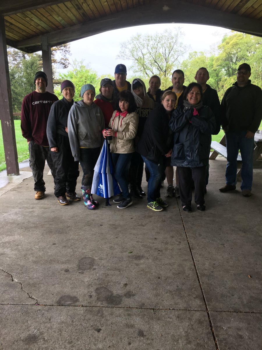 Bank of NY-Mellon volunteers braved the elements to plant trees with the CNY Conservancy in FT Proctor Park today. They looove Utica parks!