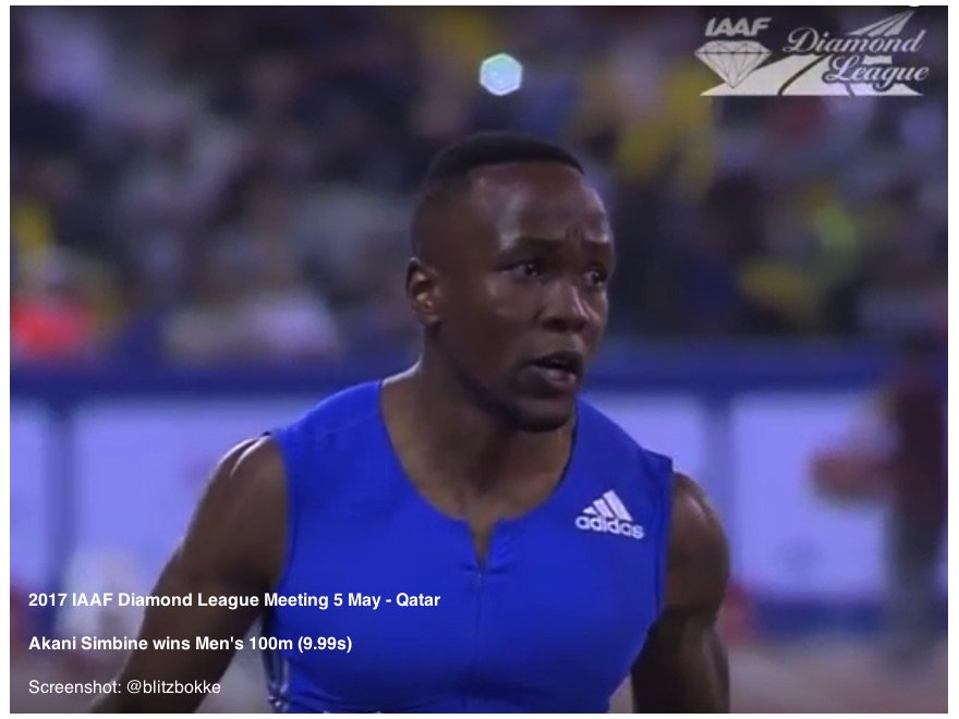 BlitzBokke's tweet photo. Boom !
#DohaDL Men's 100m Winner: #SouthAfrica 's @AkaniSimbine (9.99s)
@Diamond_League #Qatar @AthleticsSA_ #filluppotch #blitzbokke https://t.co/7IKakrGzcA