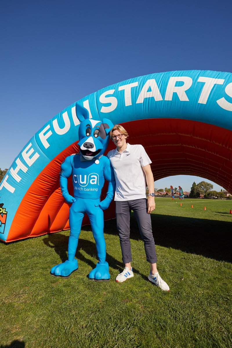On Thursday Aussie Olympian <a href="/_mackhorton/">Mack Horton</a> joined our mascot Jack for Mill Park Heights Primary School​'s CUA​ School Fun Run! #SCHOOLFUNRUN
