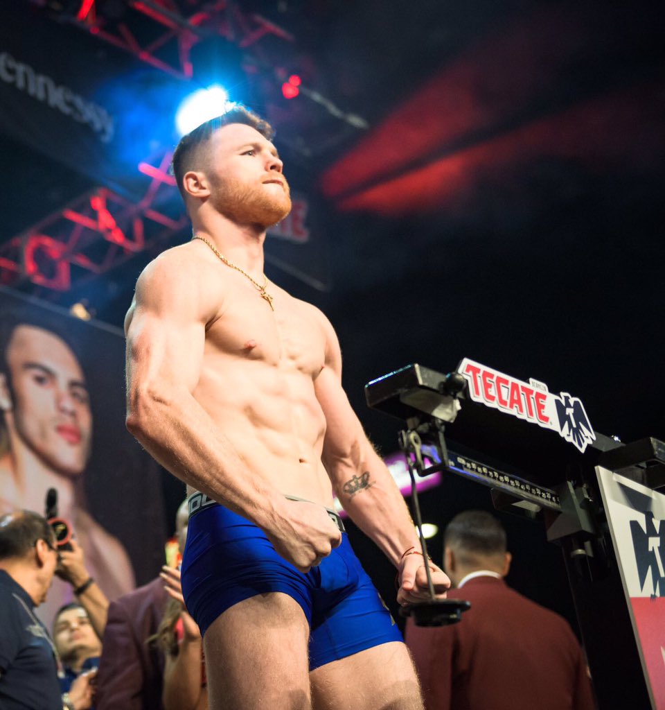 Canelo's tweet image. 164lbs... I'm ready for tomorrow 👊🏻💪🏻 #CaneloChavezJr