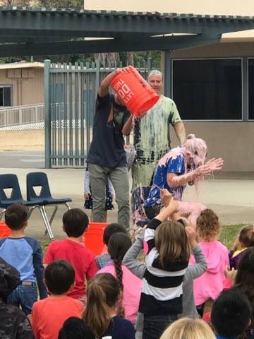 Our <a href="/SSDCajonPark/">Cajon Park School</a> admin team got slimed as a treat for the Jump Rope for Heart participants who raised 2X their goal! #santeesd #falconproud