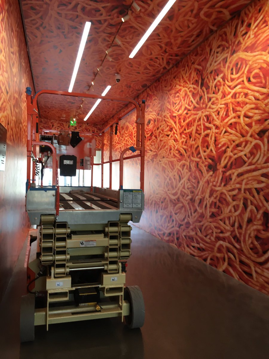 CulinaryInsider's tweet photo. Is this #pasta overload? Installation view @BroadMSU @GreaterLansing @PureMichigan https://t.co/k0WAK5fjSe