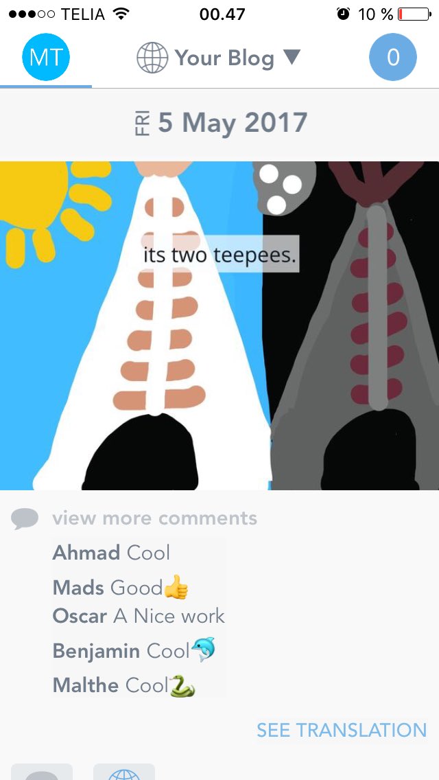 MarieThorsted's tweet photo. This #englishteacher loves how #seesaw inspires my 2nd graders to play around with their English,even at home on a Friday night 🙌. #Kidsblog https://t.co/0n3SrrqN7t