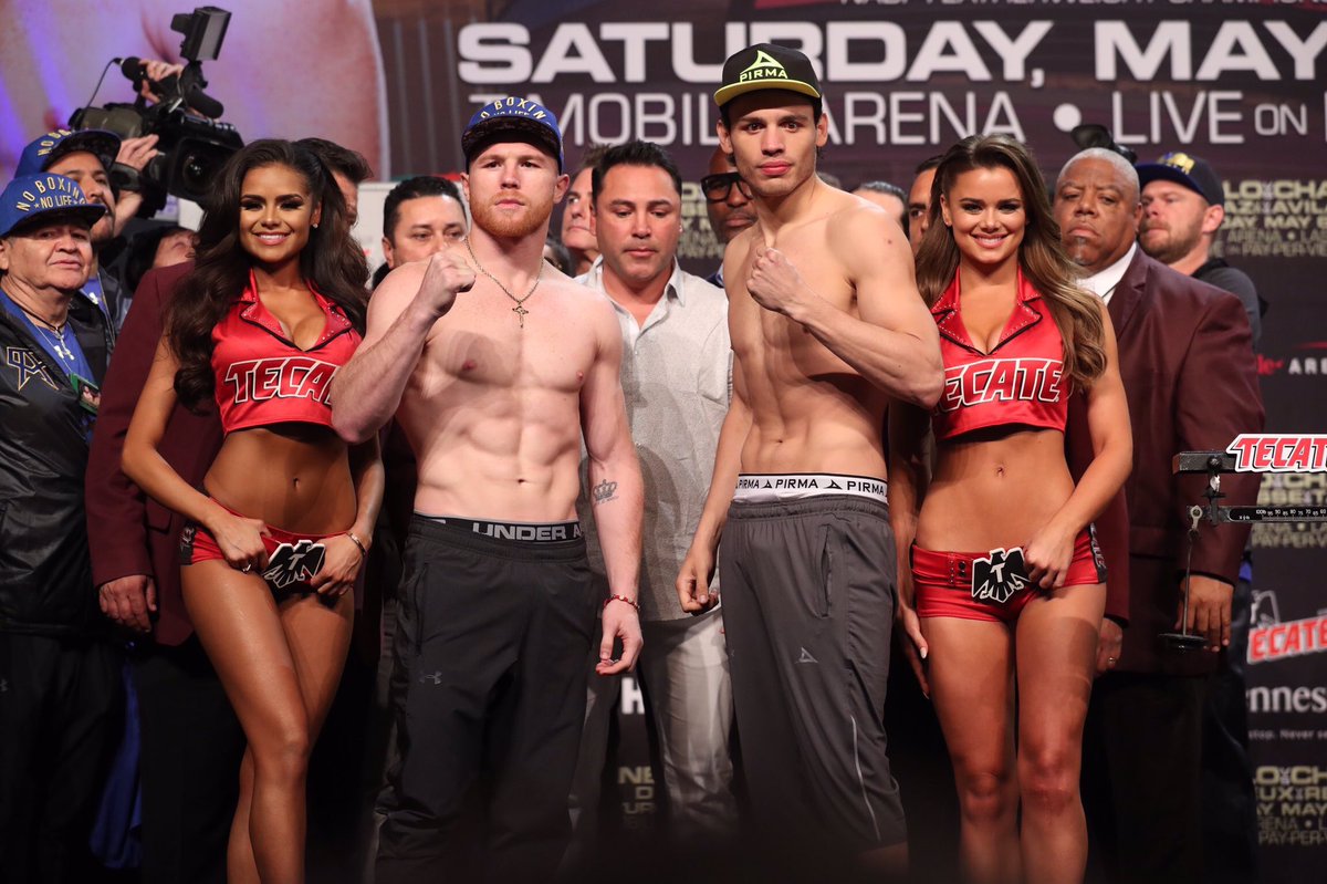 boxingcorner247's tweet photo. Both fighters weighed in at 164lb it's ON! Let's do this #canelochavezjr 🇲🇽🥊 https://t.co/r29e8njobY