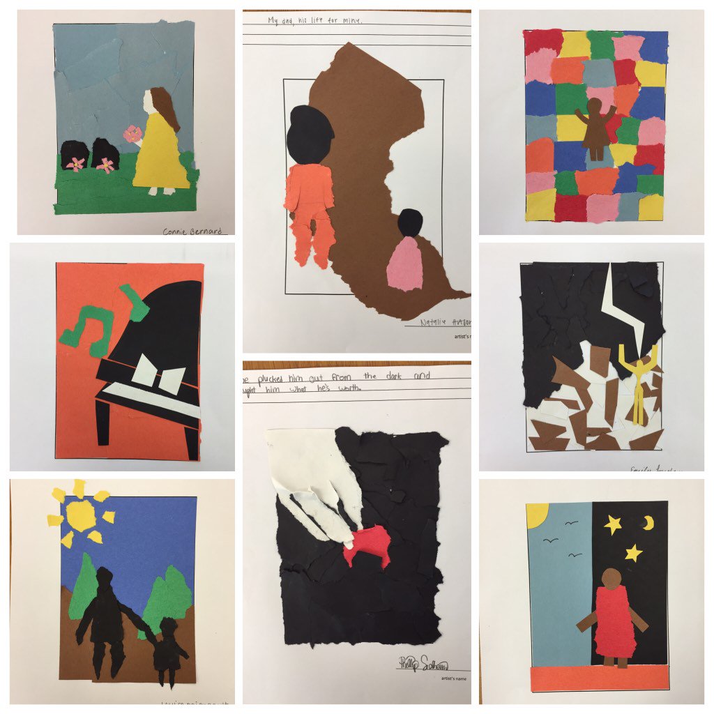 MsGraceRHS's tweet photo. Beautiful student work by RHS juniors inspired by #jacoblawrence #migrationexperience #prismk12 https://t.co/dKWvdsOy9B