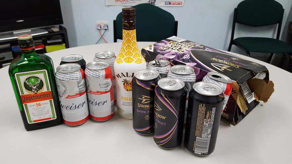WearTeesSC's tweet photo. Just some of the alcohol seized from youths in Sedgefield tonight. Do you know what your kids are up to on a Friday night? #3693 #3765 https://t.co/YlrV5t1RnH