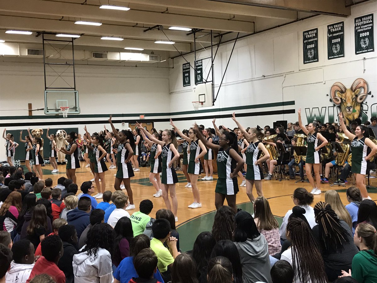 Wilson_Rams's tweet photo. Celebrating our last pep rally this year.  Thank you Cheerleaders for your leadership all year long.  Also appreciate our Band &amp; Squad 5!!! https://t.co/CjDBMdoi3Y