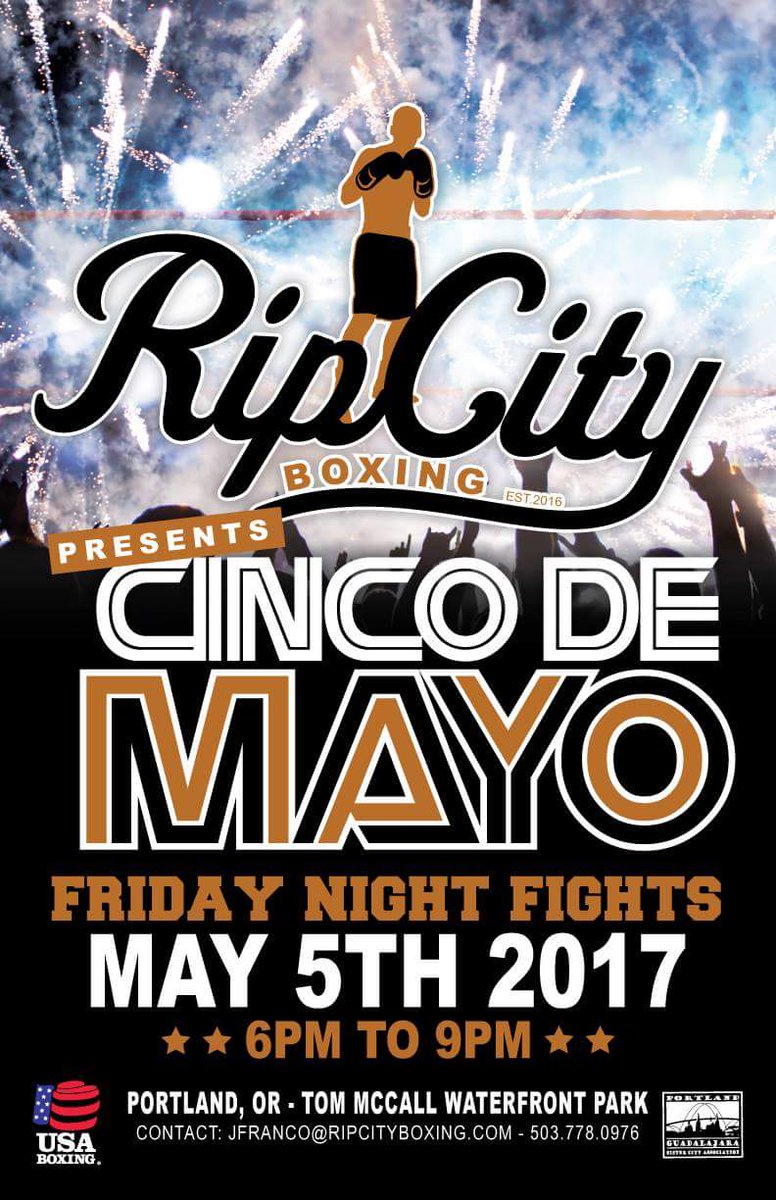 PGSCA's tweet photo. Starting now under the #Morrison bridge! @RipCityBoxing's #FridayNightFights!! #CincoDeMayo2017 #CincoDeMayoPDX https://t.co/rl0K9dLAkh