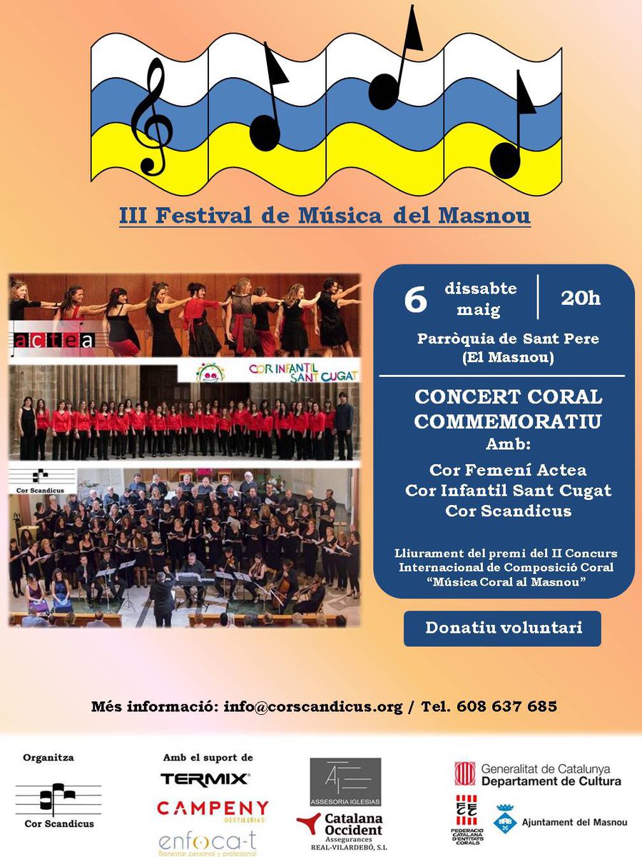 CorScandicus's tweet photo. Avui gaudim bona música al Masnou: Fetival de Música del Masnou amb Cor Scandicus, Actea i Cor Infantil Sant Cugat https://t.co/b9Y2jumK81