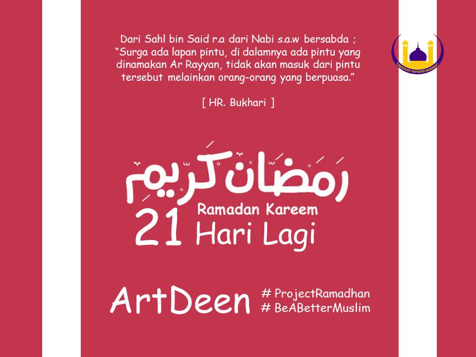 ArtDeen_Uitm's tweet photo. 21 days to go! #projectramadhan #roadtopuasa https://t.co/BoH56MltR5