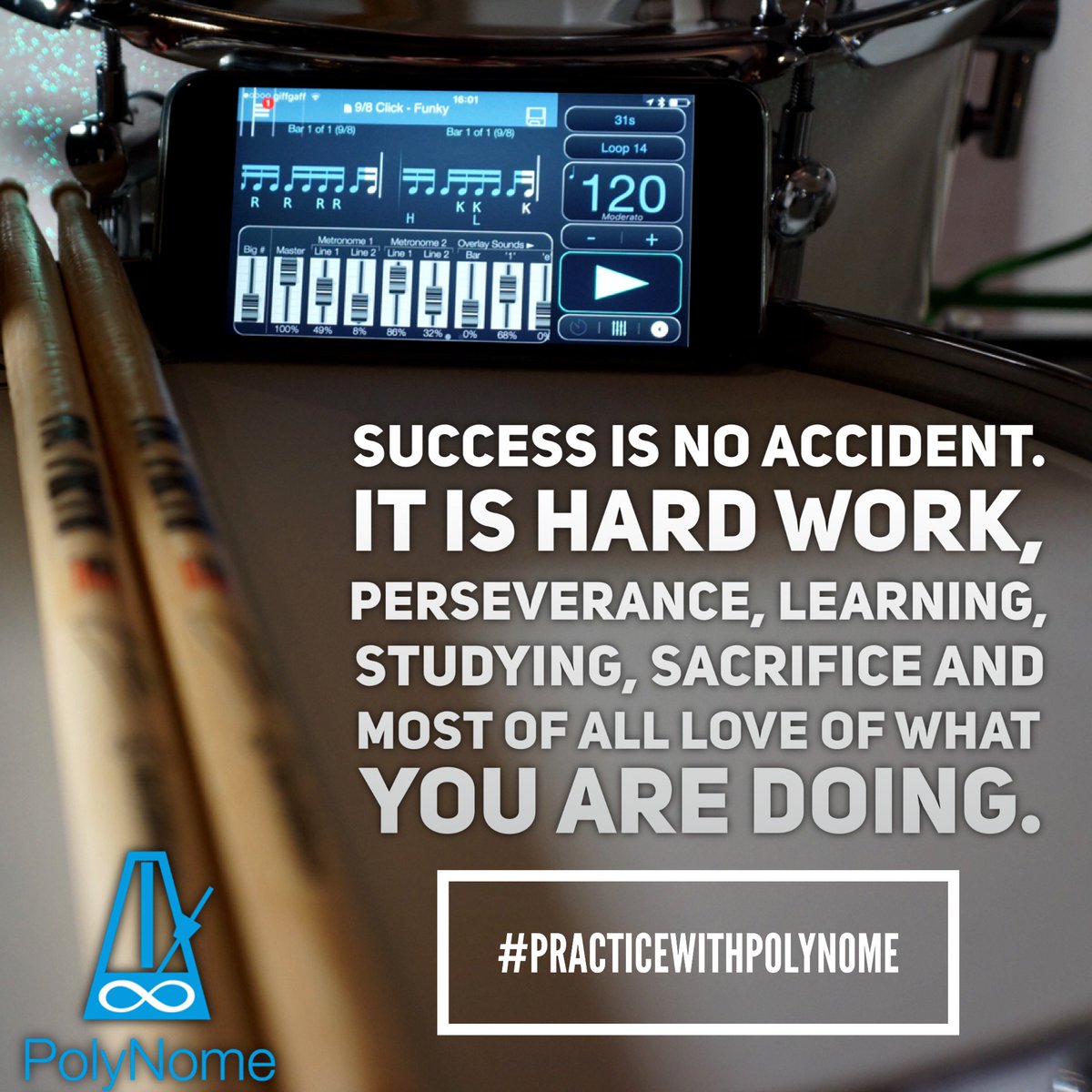 PolyNomeApp's tweet photo. #practiceWithPolyNome #polynome #inspiration #drumlife #musicianlife #guitarlife https://t.co/bW5Los75Ki