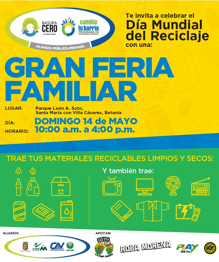 Celebremos el día mundial del reciclaje! 

DOM14
#BasuraCero #CambiaTuBarrio 

bit.ly/2pPOWdr