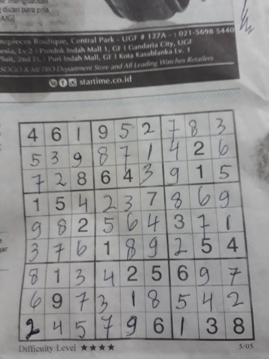 MariaMonicca's tweet photo. @KompasKlasika : TTS Kompas, 05 May 2017 #TantanganSudoku https://t.co/coWCfRj5lb
