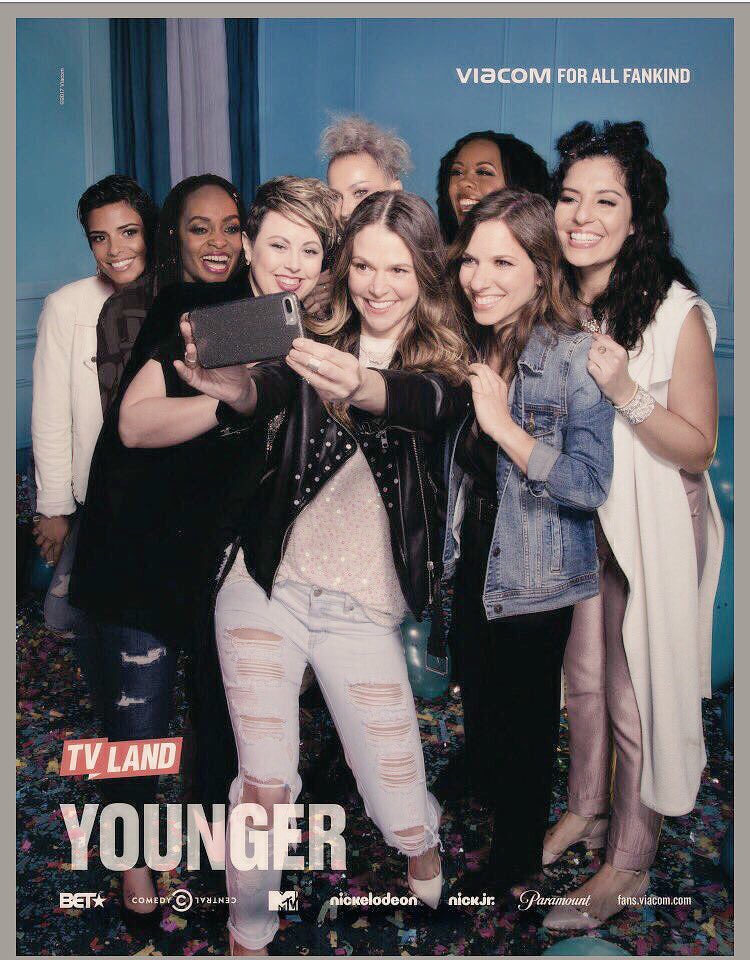 TV_Jen's tweet photo. No big deal just @sfosternyc taking a selfie with @jill_millander & I with MY FREAKING CELLPHONE!!! ❤️her! #viacom #ForAllFankind #YoungerTV https://t.co/LjKXLh1GPF