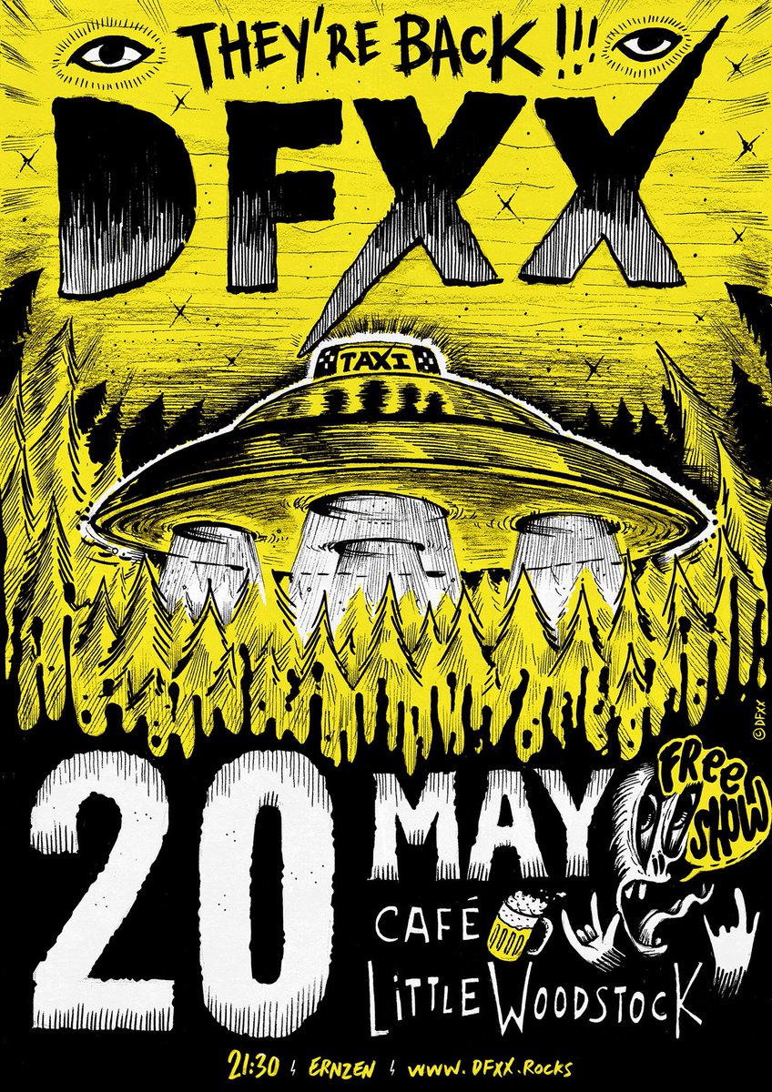 Next gig, next party.... handmade poster by DFXX... See you in Little Woodstock Ernzen May 20! #dfxx #poster #rocknroll #oldshool