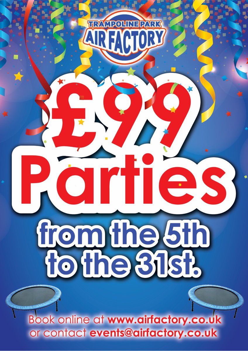 airfactory_uk's tweet photo. Party Offer! Please contact events@airfactory.co.uk or call 01744 816828 https://t.co/KpE5gTvYzO
