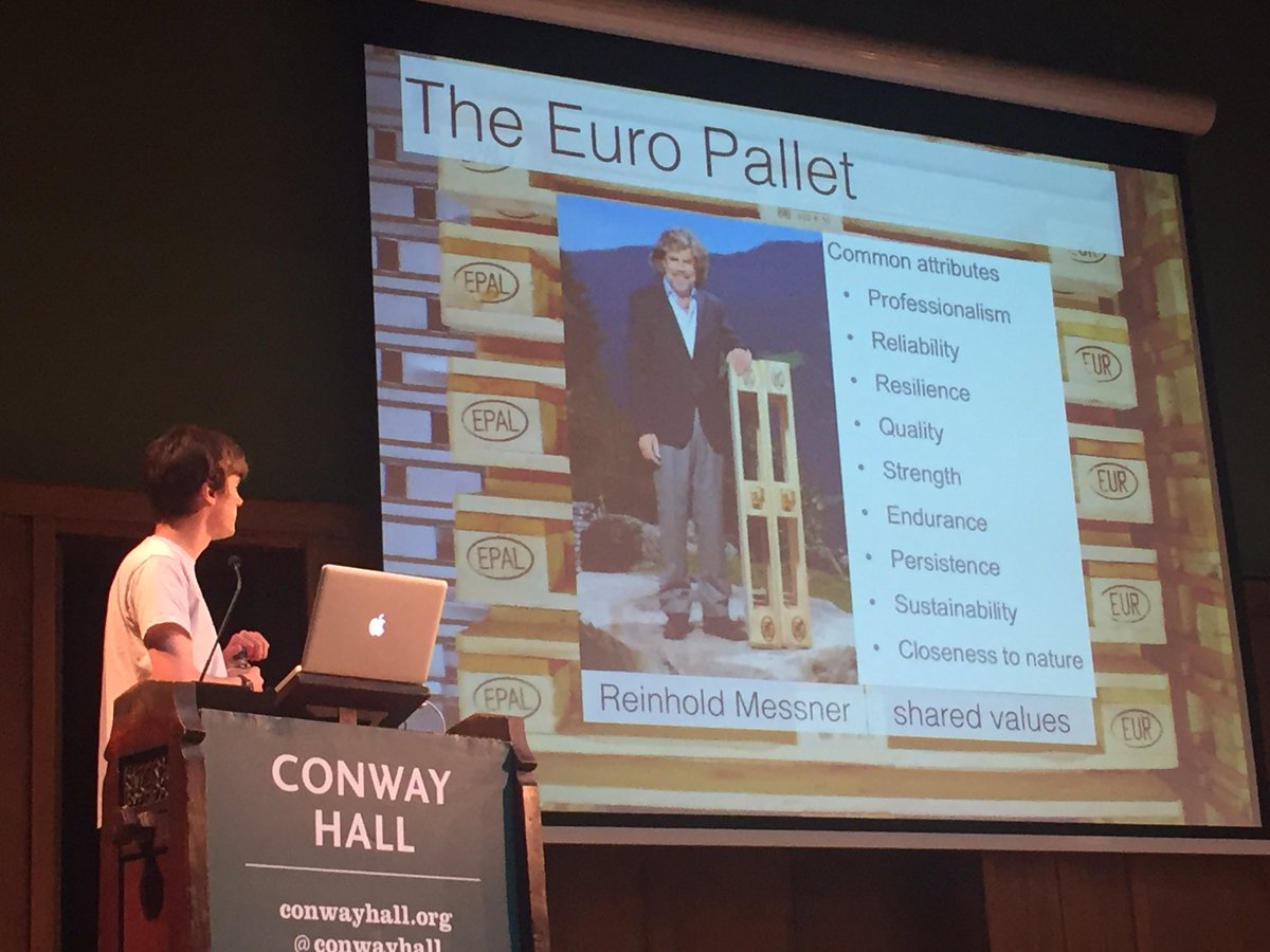 RodHumby's tweet image. Reinhold Messner is international brand ambassador for the Euro Pallet. Counterfeits are a big issue. Who knew? #BoringVII