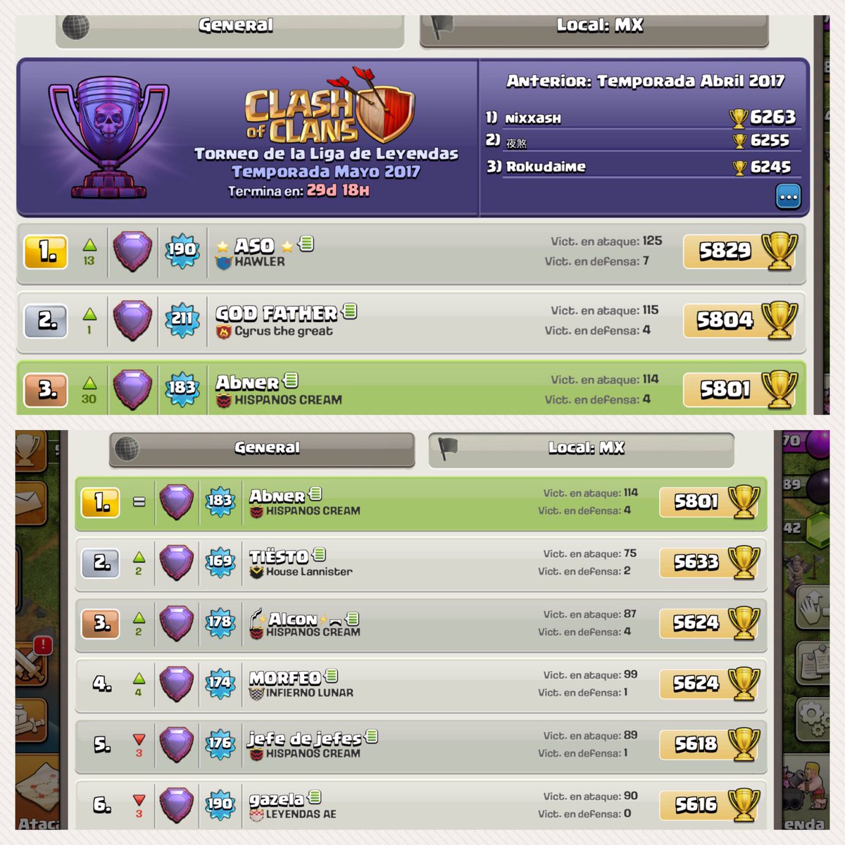 abnertrujillo's tweet photo. Primera vez que piso el #top3mundial #creamhastalamuerte ahora a mantenerse @ClashofClans @CREAMCOC @supersoro @SaanQueen https://t.co/QkJyPAUdAG