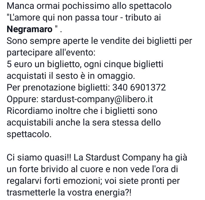 #7 #days #until #Lamorequinonpassatour <a href="/Negramaro/">negramaro</a> #tributo 

La Stardust Company vi aspetta! 💓☄