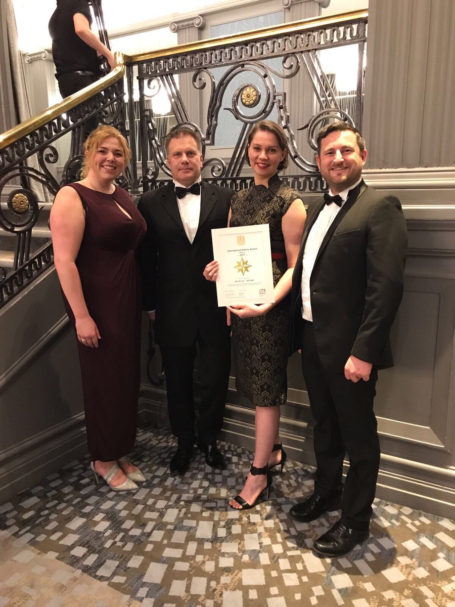CharlotteRH_H's tweet photo. Team ISS at the #intsafetyawards last night! @SzilKovacs @gregdaniel1 https://t.co/A6yRls2m2l