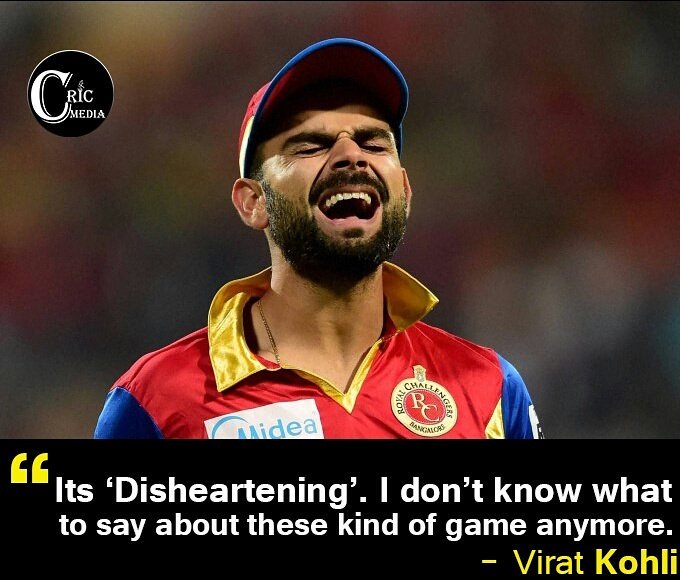 RealCricMedia's tweet photo. .@imVkohli looked very disappointed in his last match's presentation. RCB got defeated consecutive 5 times now. #ipl #cricmedia #cricket https://t.co/XYW6RQJOqX