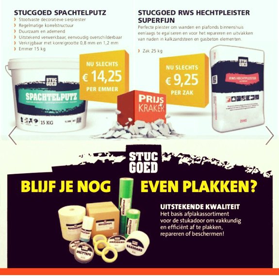 BMN_Zaandam's tweet photo. Stucgoed spachtelputz slechts €14.25 per emmer!
Stucgoed hechtpleister slechts €9,25 per zak! https://t.co/bYKYogj80Q https://t.co/G97DwAw58E