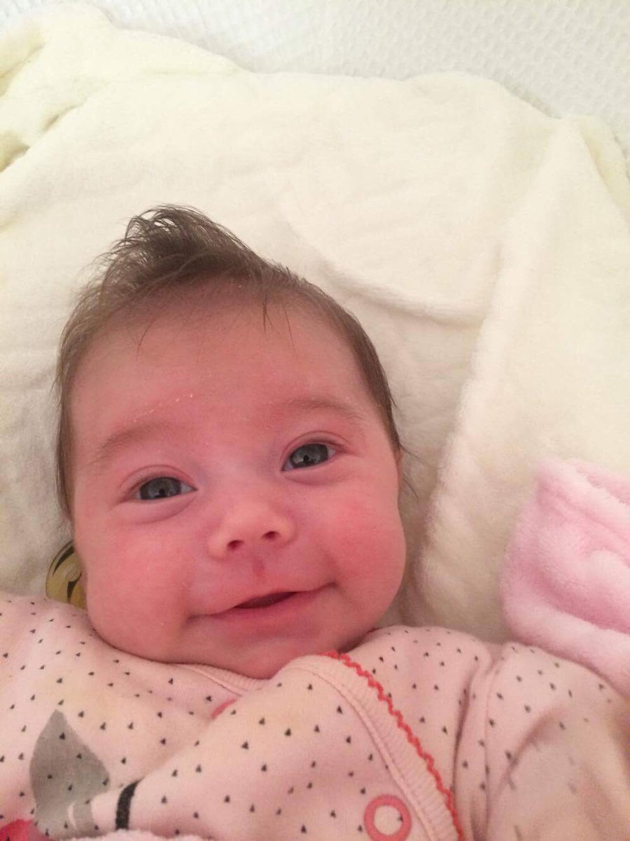 natroberts90's tweet photo. Good morning everyone!!!!! I have a happy baby!!! 💗😍😍😍 #9weekold #princess #avaeh #blessed https://t.co/YwCIzzePic
