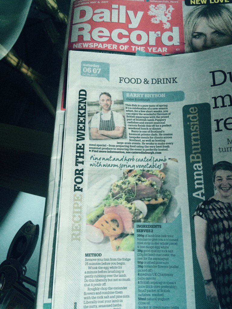 CaterbyBarryB's tweet photo. Thanks for running one of my recipes DR 🙏 #recipes #cateredinburgh https://t.co/plbRKJBXDy