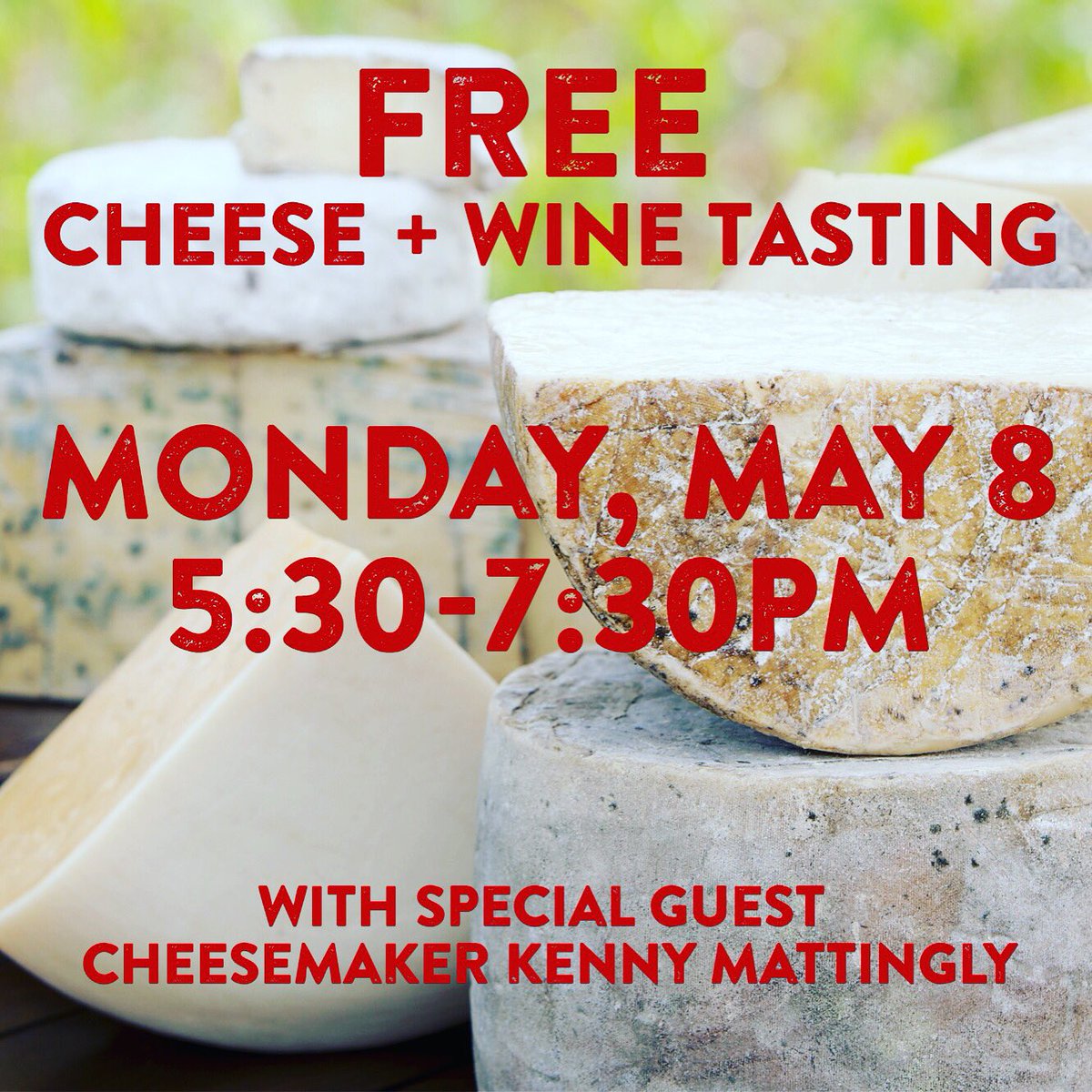 GoosetheMarket's tweet photo. #CheeseTease help us welcome award-winning cheesemaker Kenny Mattingly: free tasting Monday 5/8 https://t.co/1ZHhMNRqIj https://t.co/rrhrP0QPNt