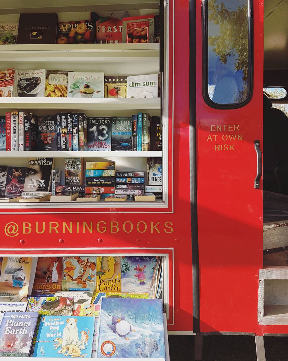 MJ_Hodgkinson's tweet photo. Elgin just got cooler cause today Christy of Liberty Books launches her red bookmobile, Burning Books, at @applewoodprep's Harvest Festival! https://t.co/lIRw5SSILo