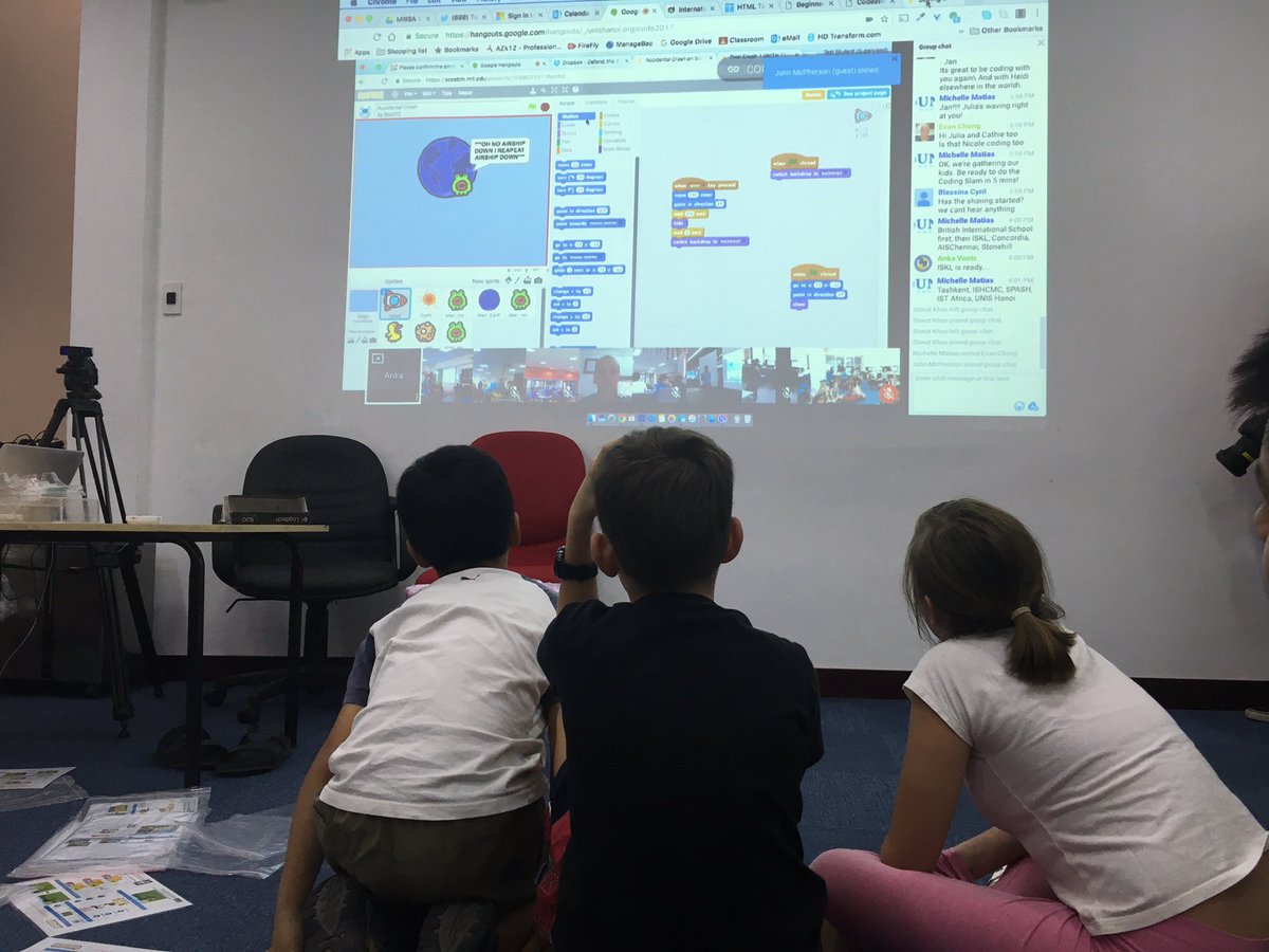 heatherprekop's tweet image. Students from around the world share their Scratch games with each other during the Coding Slam! #globalcodeathon #ishcmcib