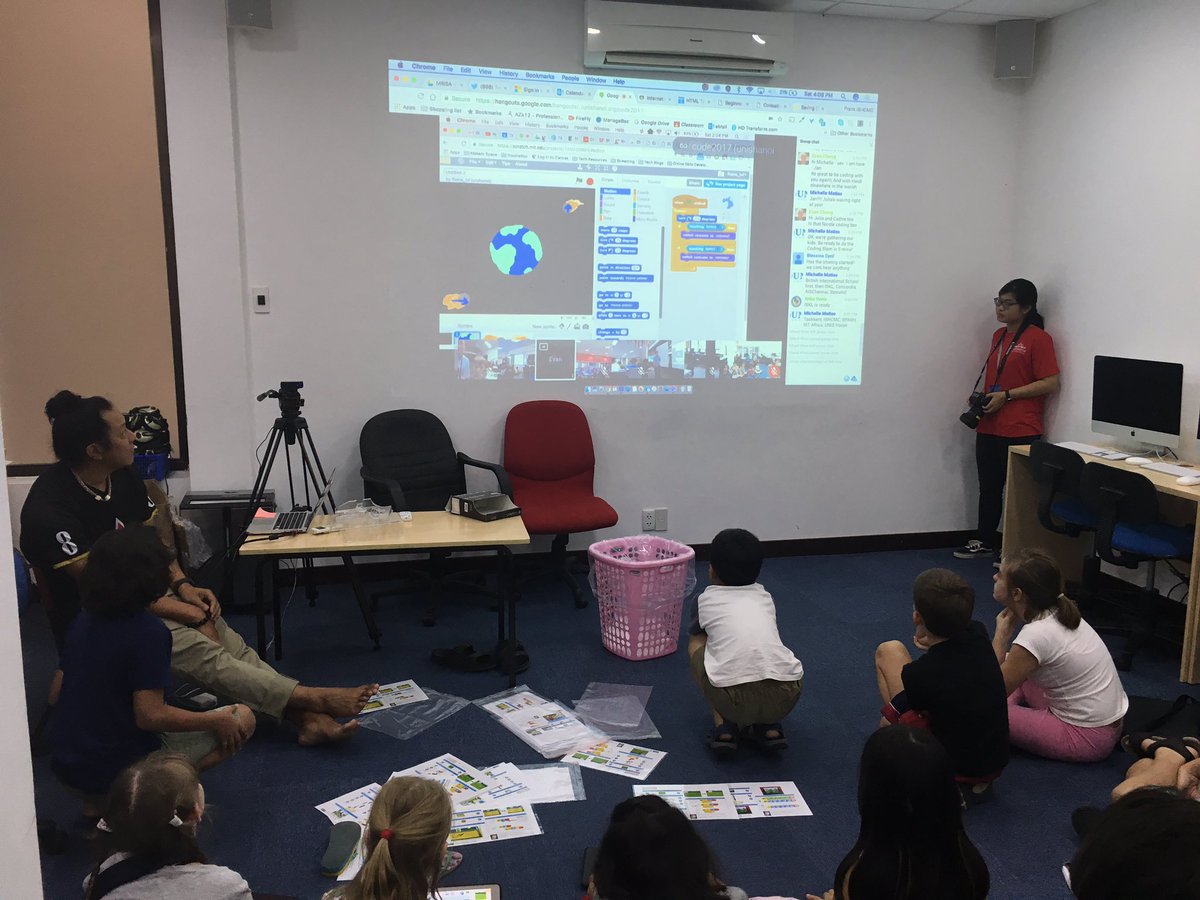 heatherprekop's tweet image. Students from around the world share their Scratch games with each other during the Coding Slam! #globalcodeathon #ishcmcib
