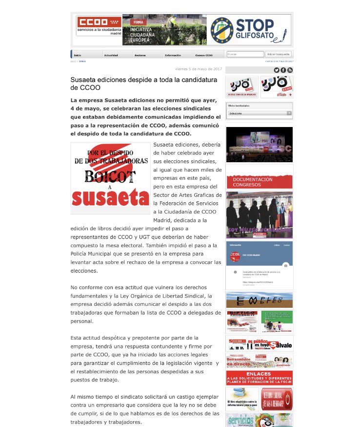 franciscomore13's tweet photo. Represión sindical en #SusaetaEdiciones despiden a toda la candidatura de @CCOO y además edición infantil sexista #LosSusaetaErburuVayaTela https://t.co/rn5GGwDzW1