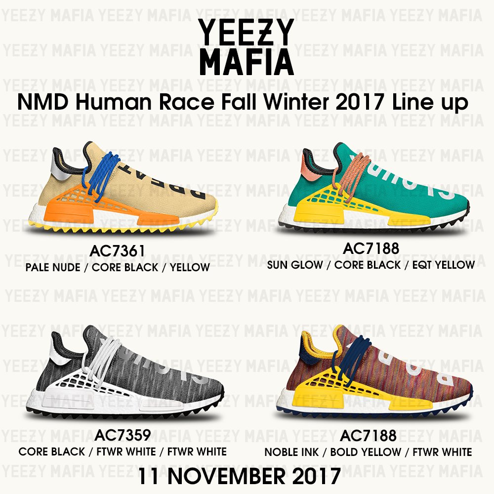 jeg er syg vakuum ordlyd YEEZY MAFIA on Twitter: "NMD Human Race Trail by @Pharrell Fall Winter 2017  Line Up 11th November 2017 #MafiaSZN https://t.co/lymT0FlCoY" / Twitter