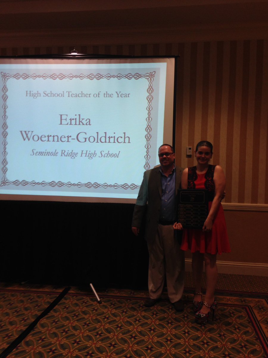 SRHSHawks's tweet photo. Congrats to Erika Woerner-Goldrich PBCCTM High School Math Teacher of the Year! @diana_snider #HawkPride https://t.co/rSpWx5ope7