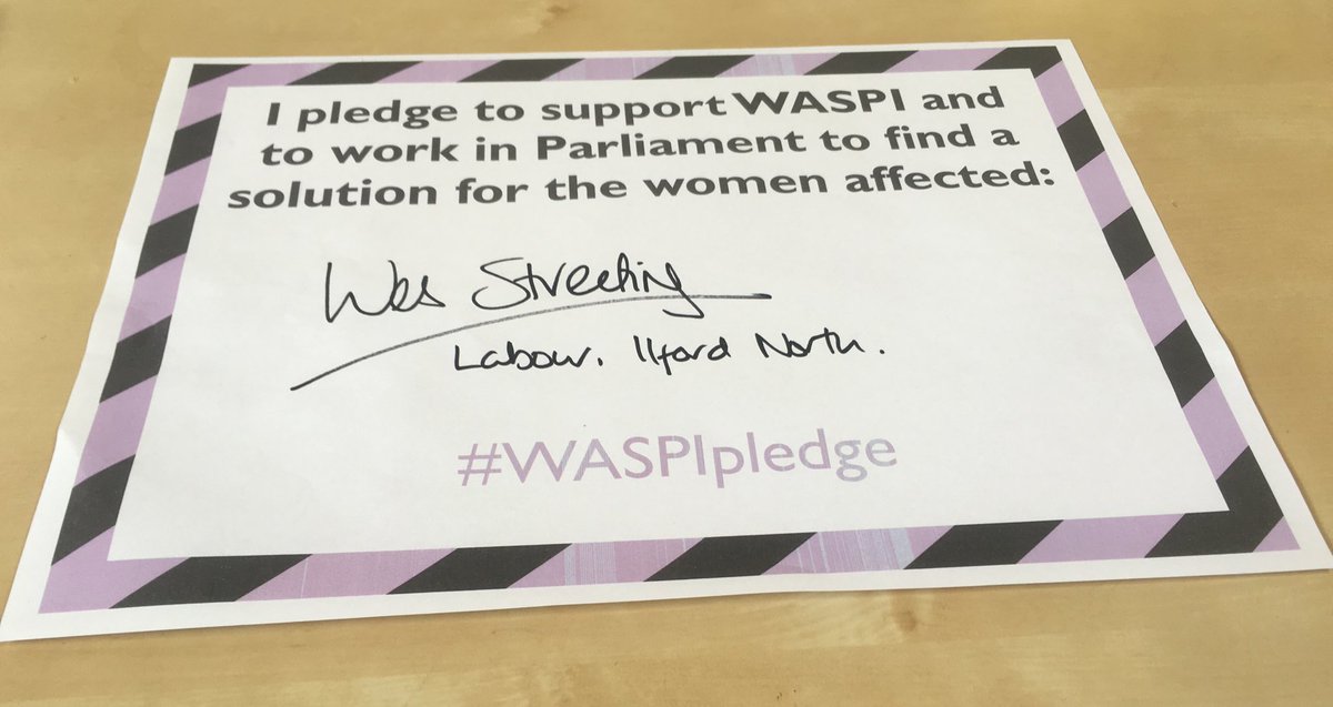 wesstreeting's tweet image. Last week I wrote to thousands of women in Ilford North to pledge my support for the WASPI campaign and today I've signed the #WASPIpledge